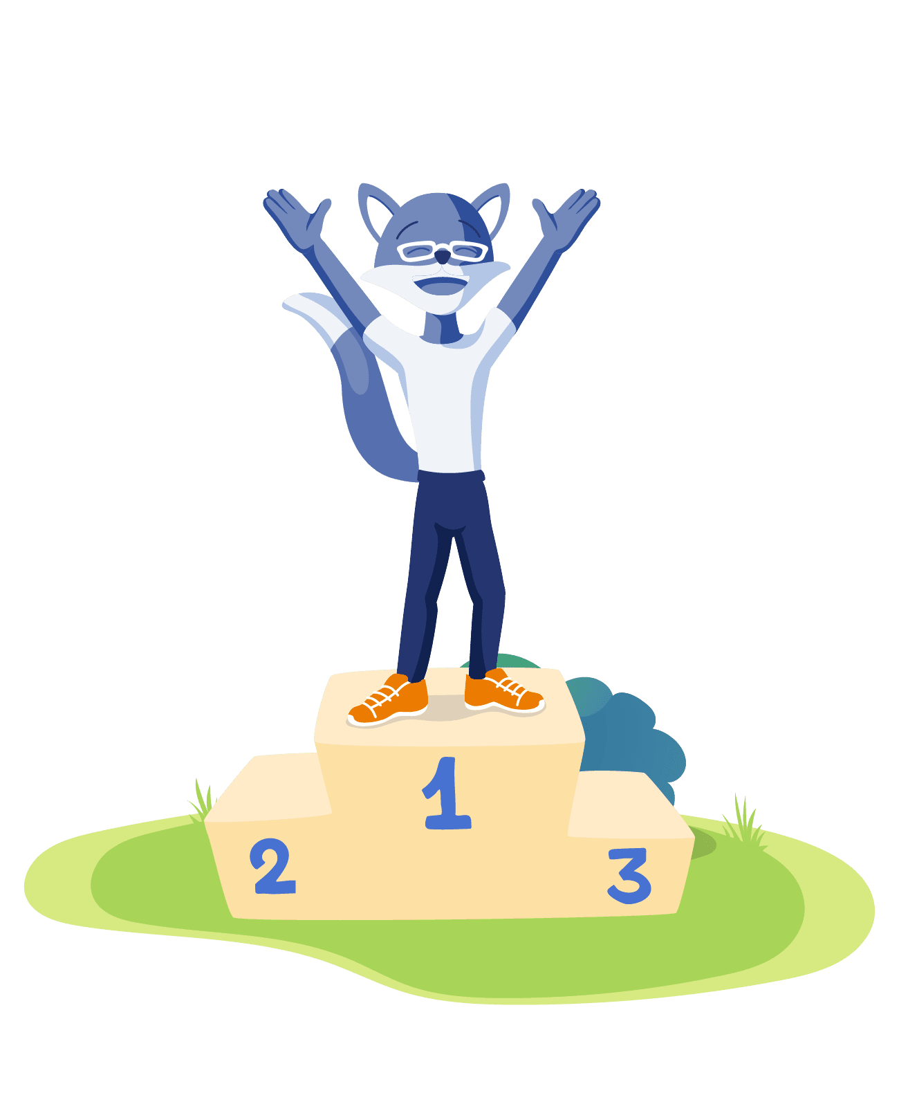 Mascotte renard Foxglove SEO - podium - Foxglove Agence SEO experts seniors