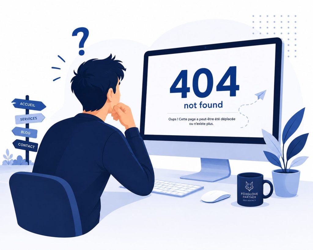 Homme regardant une page 404