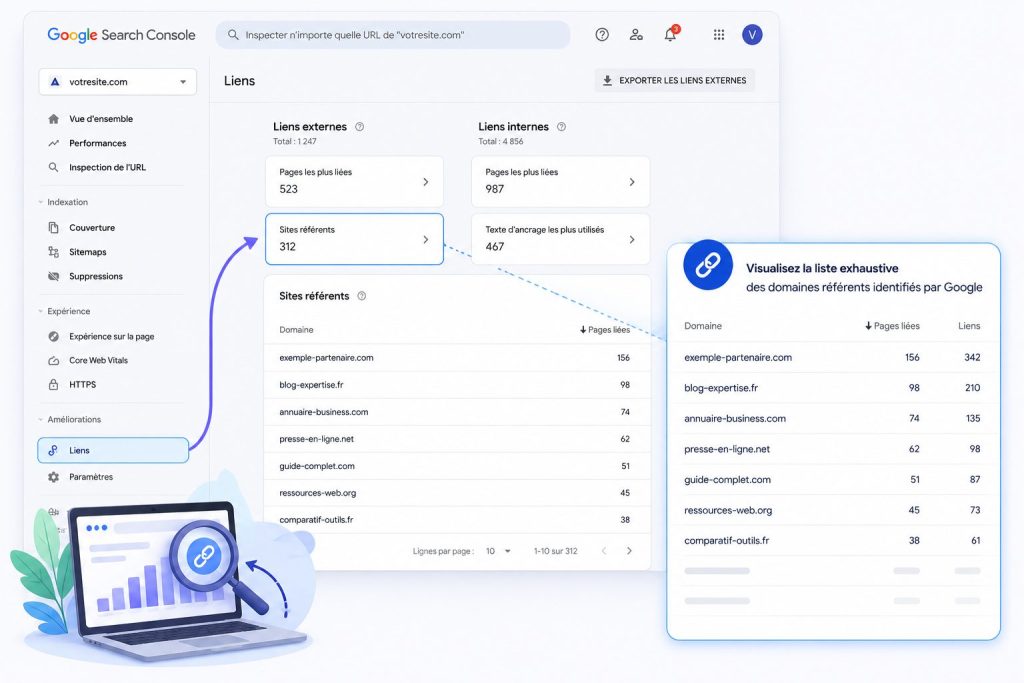 Rapport des liens dans Google Search Console