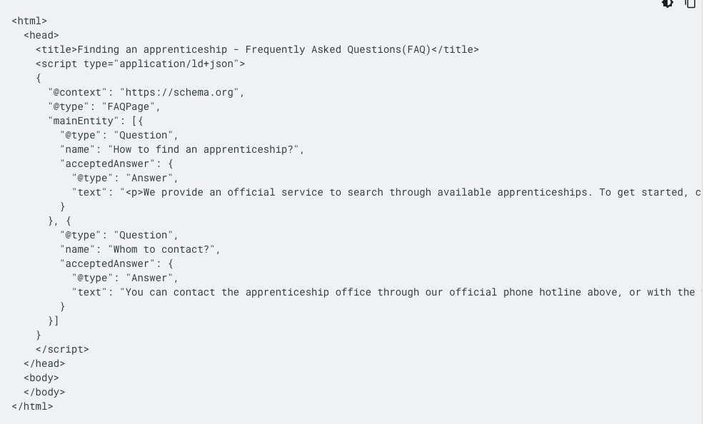Exemple de FAQPage au format JSON-LD