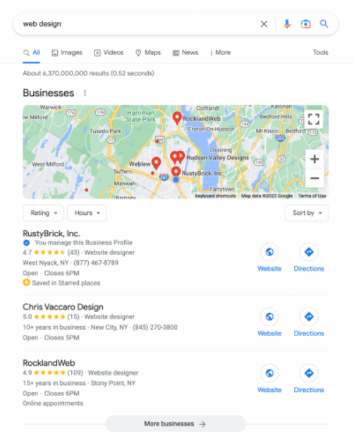 google : affichage actuel pack local