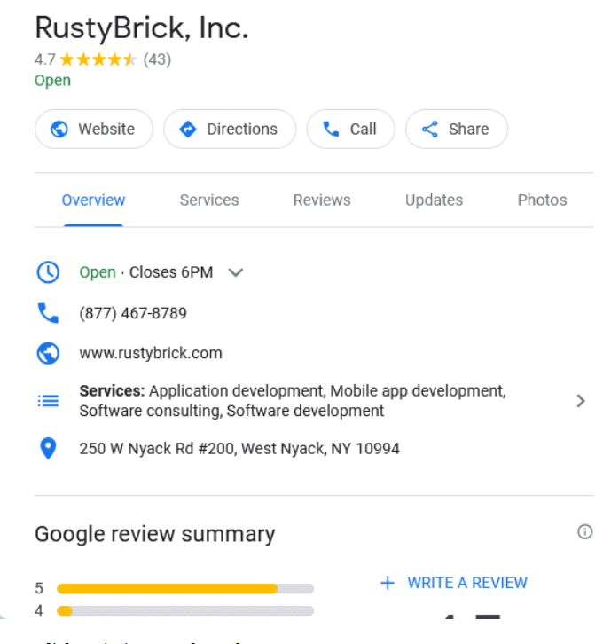 google business profiles services