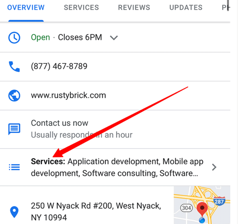 google business profiles services
