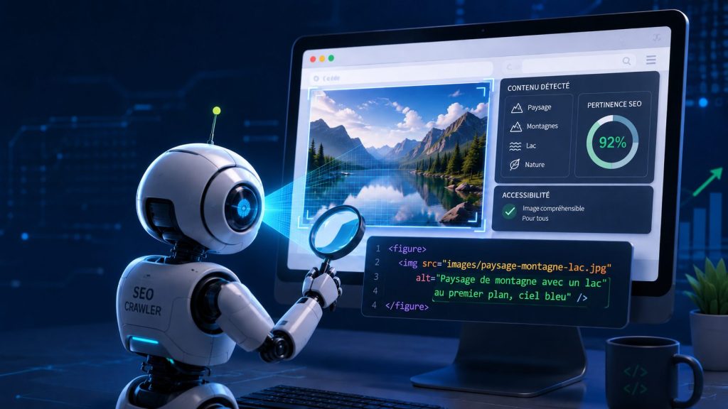 Robot scannant le code d'une image web
