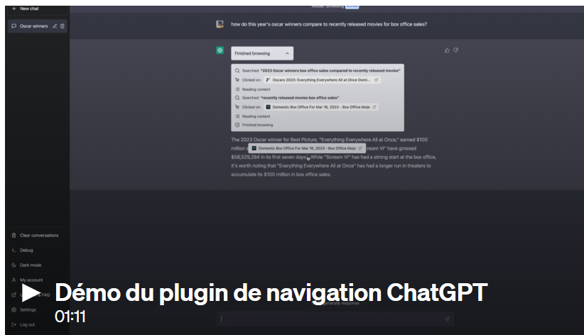 démo du plugin de navigation de ChatGPT