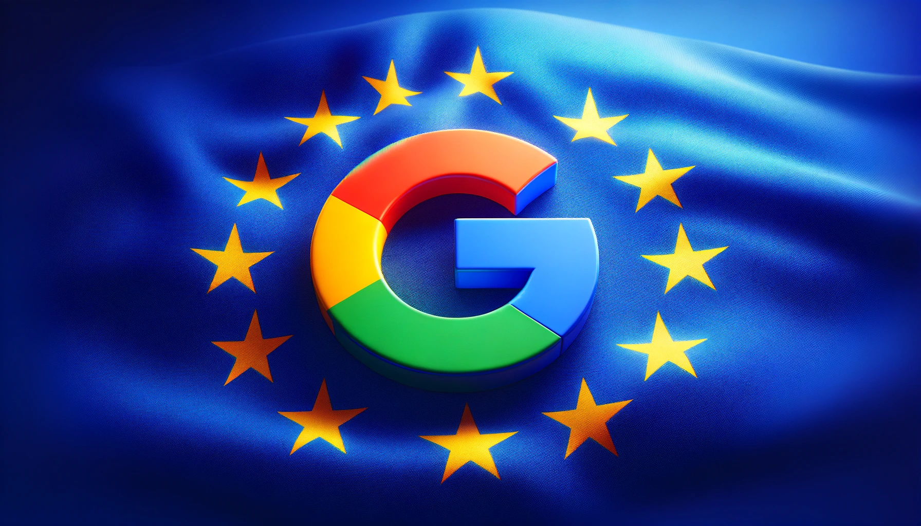 Logo de Google devant le drapeau de l'Union Européenne