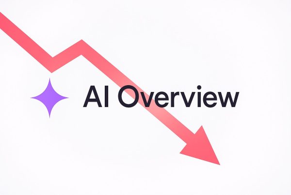 Logo AI Overview montrant une flèche à la baisse